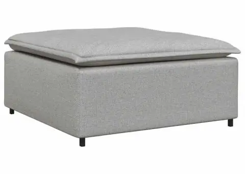 Canapea modulară cu taburet și perne, material textil, gri nor - 4/5