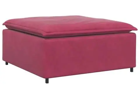 Canapea modulară cu taburet și perne, catifea, roșu vin - 4/5