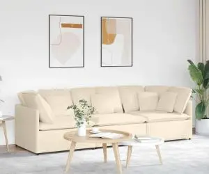 vidaXL Canapea modulară cu perne, crem, țesătură velur