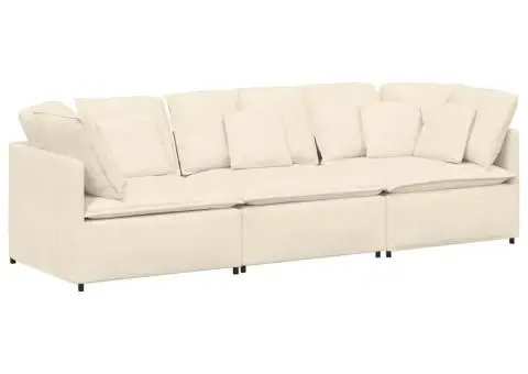 Canapea modulară cu perne, crem, țesătură velur - 2/5