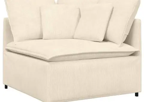 Canapea modulară cu perne, crem, țesătură velur - 3/5