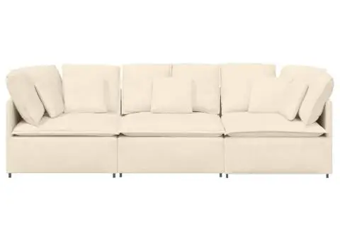 Canapea modulară cu perne, crem, țesătură velur - 5/5