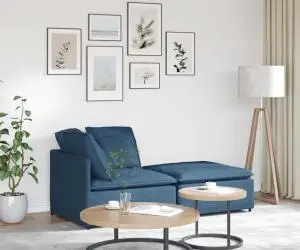 vidaXL Canapea modulară cu taburet și perne, material textil, albastru