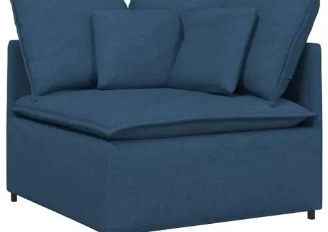 Canapea modulară cu taburet și perne, material textil, albastru - 3/5