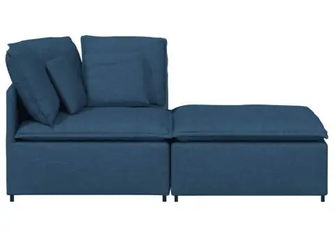 Canapea modulară cu taburet și perne, material textil, albastru - 5/5