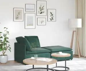 vidaXL Canapea modulară cu taburet și perne, catifea, verde închis