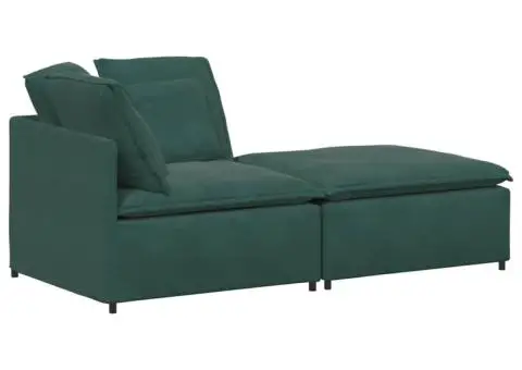 Canapea modulară cu taburet și perne, catifea, verde închis - 2/5