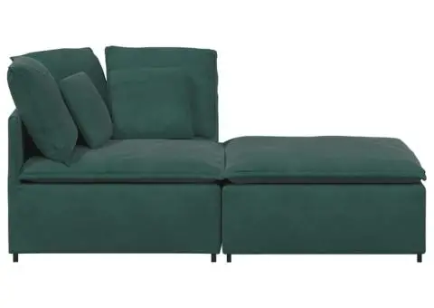 Canapea modulară cu taburet și perne, catifea, verde închis - 5/5