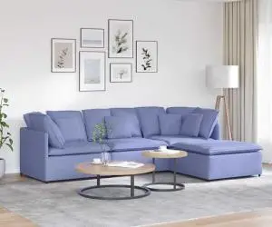 vidaXL Canapea modulară cu taburet și perne, textil, albastru jeans