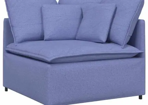 Canapea modulară cu taburet și perne, textil, albastru jeans - 3/5