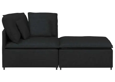 Canapea modulară cu taburet și perne, material textil, negru - 5/5
