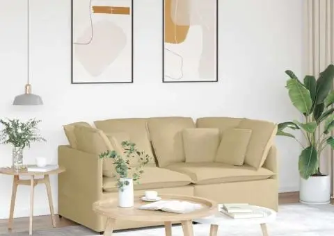 Canapea modulară cu perne, gri-verzui, țesătură velur - 1/5