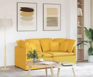 vidaXL Canapea modulară cu perne, galben deschis, țesătură velur