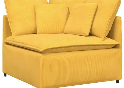 Canapea modulară cu perne, galben deschis, țesătură velur - 3/5