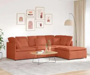 vidaXL Canapea modulară cu taburet și perne, roșu portocaliu