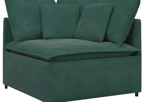 Canapea modulară cu perne, verde închis, catifea - 3/5