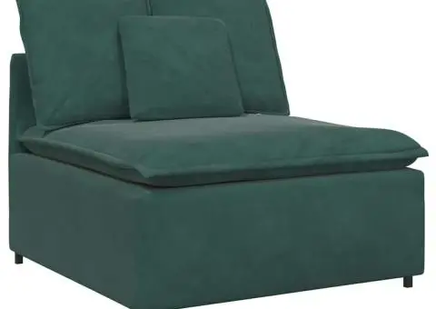 Canapea modulară cu perne, verde închis, catifea - 4/5