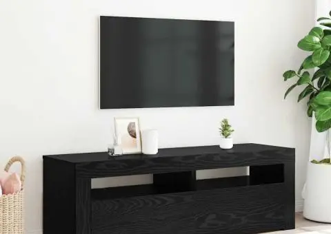 Dulap TV cu LED stejar negru 120x35x40 cm lemn prelucrat - 1/5