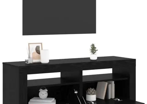 Dulap TV cu LED stejar negru 120x35x40 cm lemn prelucrat - 5/5