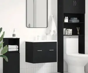 vidaXL Dulap chiuvetă baie, stejar negru, 60x38,5x46cm, lemn prelucrat