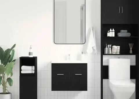 Dulap chiuvetă baie, stejar negru, 60x38,5x46cm, lemn prelucrat - 3/5