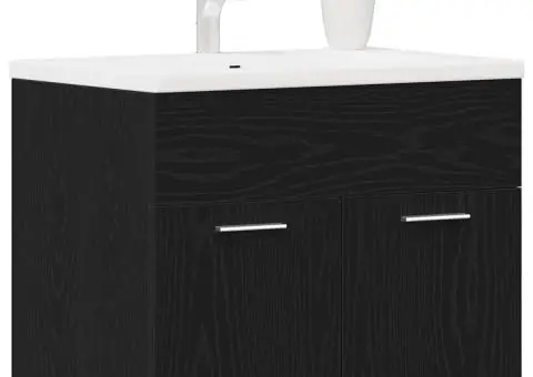 Dulap chiuvetă baie, stejar negru, 60x38,5x46cm, lemn prelucrat - 4/5