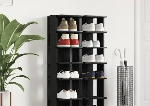 Pantofare, 2 buc., stejar negru, 25x27x102 cm, lemn prelucrat - 1/5