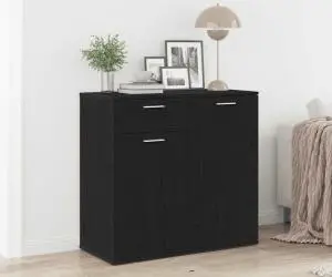 vidaXL Servantă, stejar negru, 80x36 x75 cm, lemn prelucrat