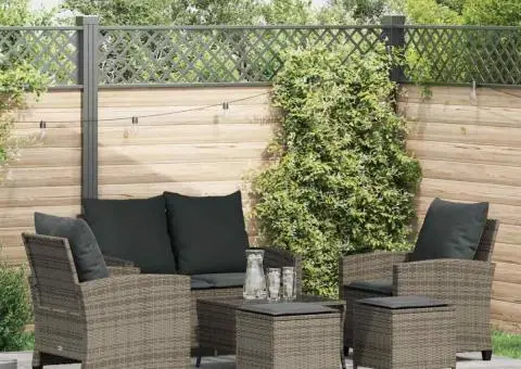 Set mobilier grădină cu perne, 6 piese, gri, poliratan - 1/5