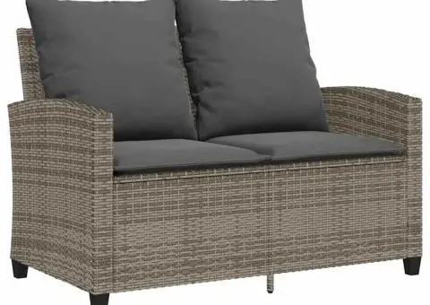 Set mobilier grădină cu perne, 6 piese, gri, poliratan - 5/5