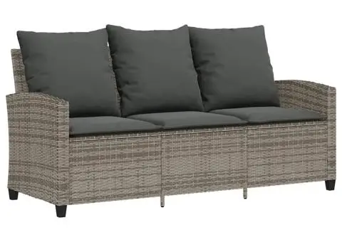 Set mobilier grădină cu perne, 6 piese, gri, poliratan - 5/5