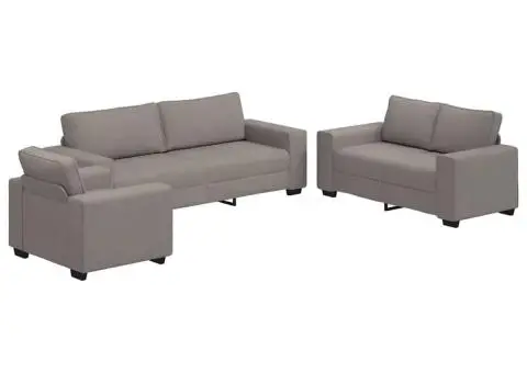 Set de canapea cu perne, 3 piese, gri taupe, material textil - 2/5