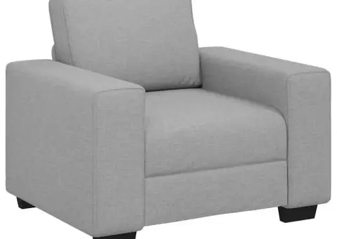 Set de canapele cu perne, 3 piese, gri nor, textil - 3/5