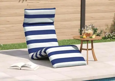 Șezlong pliabil, albastru și alb, 175x54x8,5 cm țesătură Oxford - 3/5