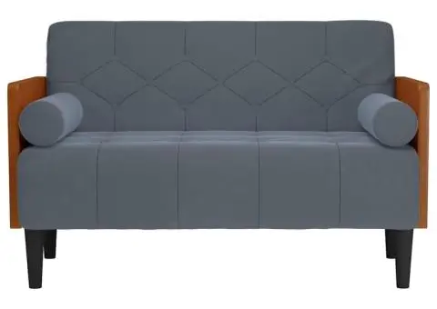 Canapea loveseat cu perne de sustinere gri închis 110cm catifea - 3/5