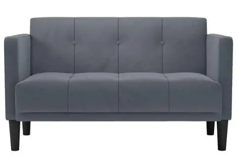Canapea loveseat, gri închis, 111 cm, catifea - 3/5