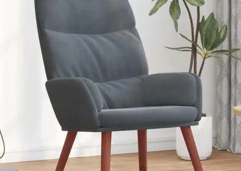 Scaun de relaxare, gri închis, catifea - 3/5