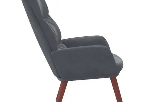 Scaun de relaxare, gri închis, catifea - 5/5