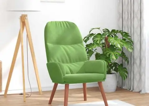 Scaun de relaxare, verde deschis, catifea - 1/5