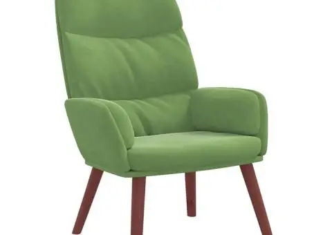 Scaun de relaxare, verde deschis, catifea - 2/5