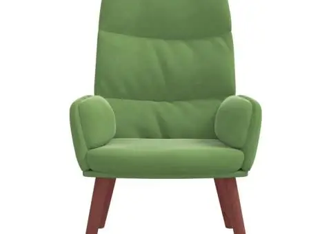 Scaun de relaxare, verde deschis, catifea - 3/5