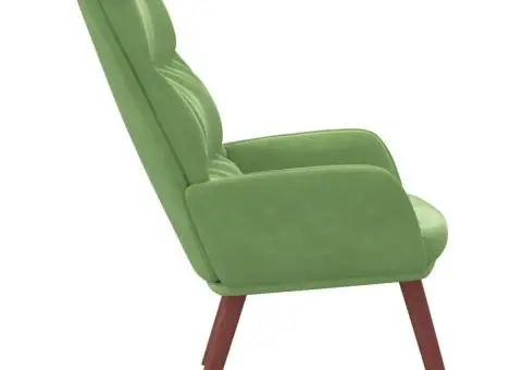 Scaun de relaxare, verde deschis, catifea - 4/5