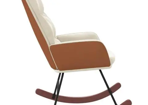 Scaun balansoar, alb crem, catifea - 4/5