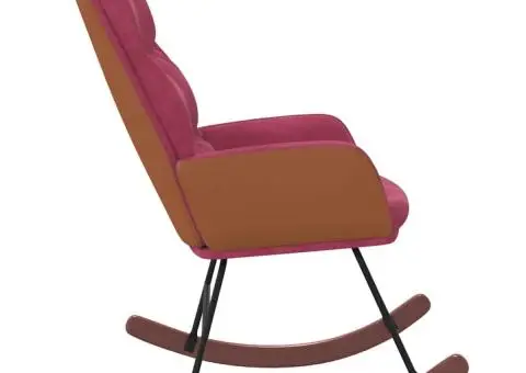 Scaun balansoar, roșu vin, catifea - 5/5