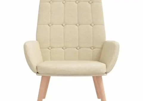 Scaun de relaxare, crem, material textil - 3/5