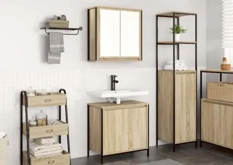 Set mobilier de baie, 2 piese, stejar sonoma, lemn prelucrat - 1/5