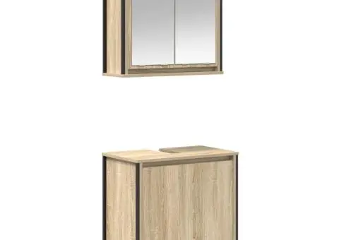 Set mobilier de baie, 2 piese, stejar sonoma, lemn prelucrat - 2/5