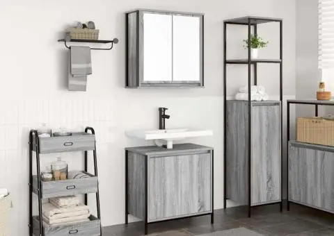 Set mobilier de baie, 2 piese, gri sonoma, lemn prelucrat - 1/5