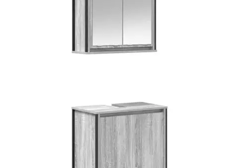 Set mobilier de baie, 2 piese, gri sonoma, lemn prelucrat - 2/5