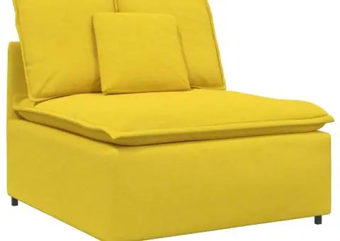 Modul central canapea modulară cu perne, galben deschis, 100 cm - 5/5